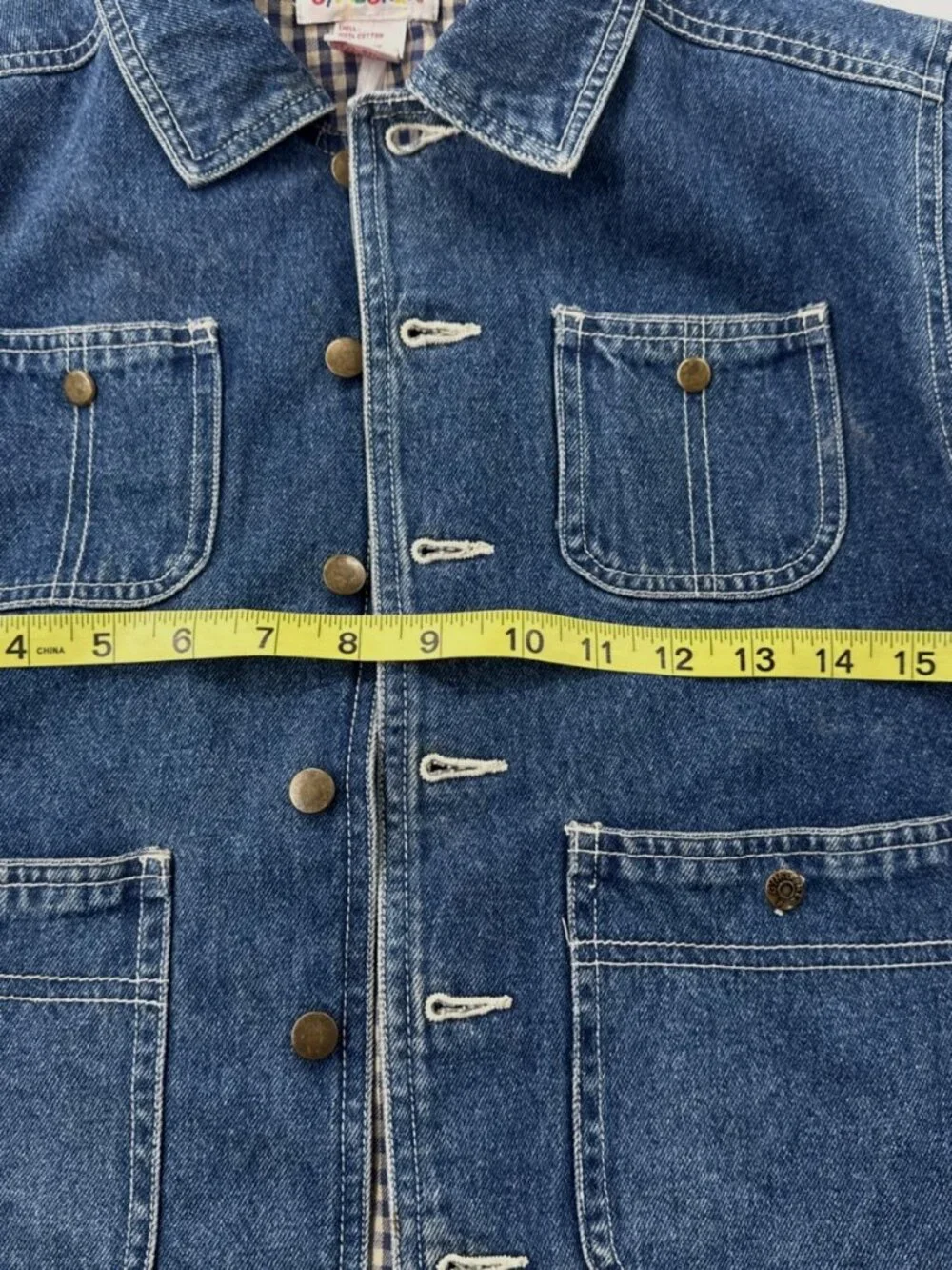 Vintage Gymboree Denim Jacket Boys Large 6-7 Blue Chore Coat Lined Button Jean